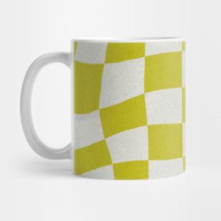 Groovy Waves and Squares - Lime and White Mug